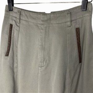 Banana Republic Khaki Safari Western Cowgirl w/ "Leather" Accents. Washable!